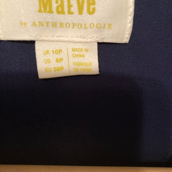 Anthropologie 6P Maeve Navy Corduroy Winchester Tie Front Boho Shirt Dress - Picture 3 of 7